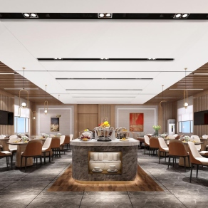 现代自助餐厅3D模型下载